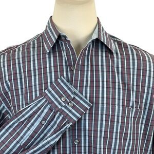 Johnston & Murphy Tailored Fit‎ Men's XL Plaid Long Sleeve Button Down Cotton